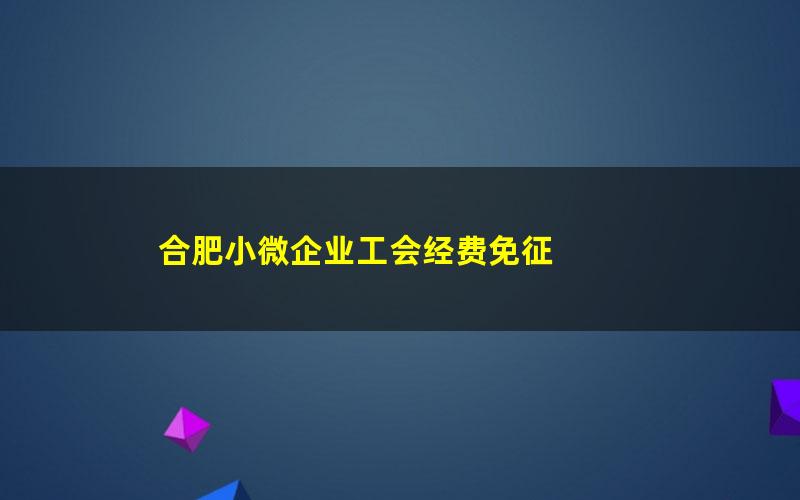 合肥小微企业工会经费免征