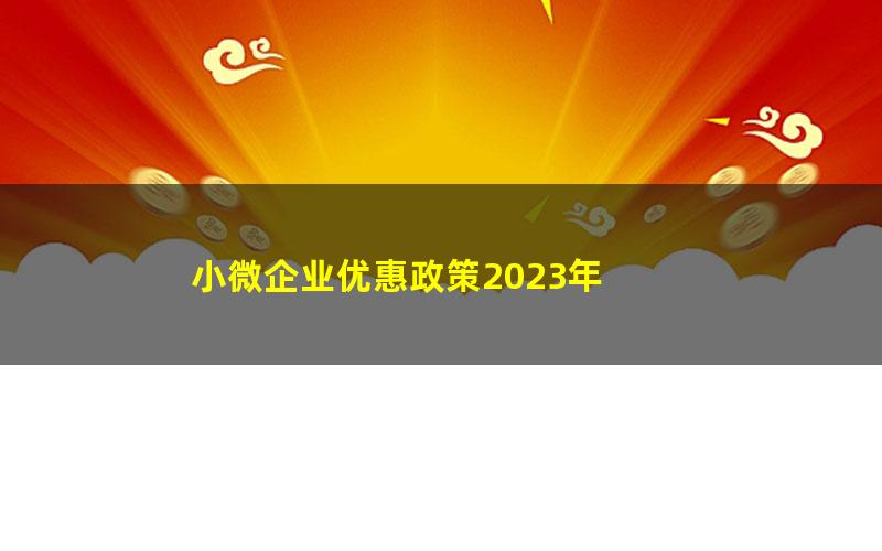 小微企业优惠政策2023年