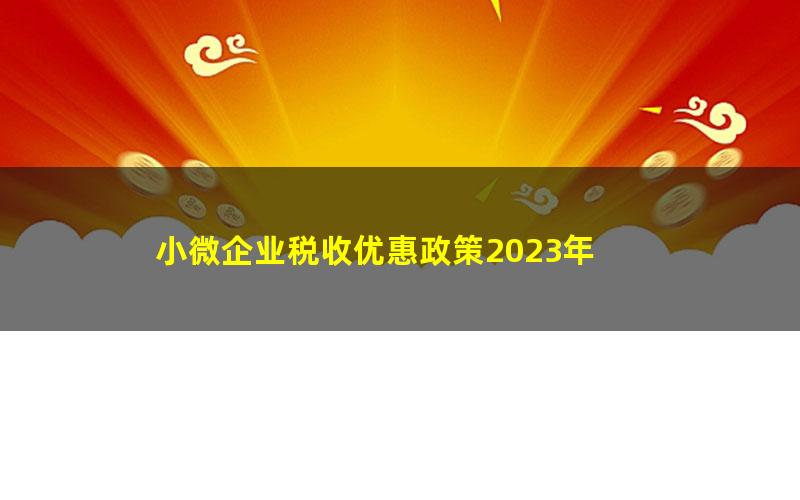 小微企业税收优惠政策2023年