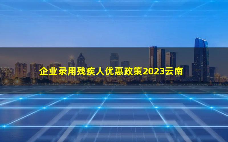 企业录用残疾人优惠政策2023云南