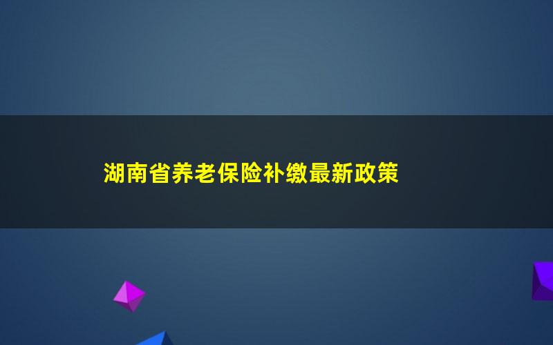 湖南省养老保险补缴最新政策