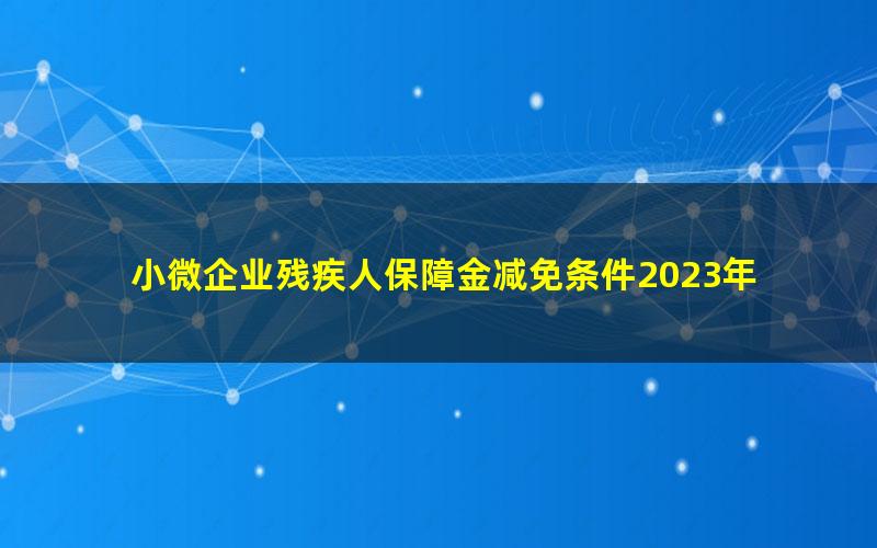 小微企业残疾人保障金减免条件2023年