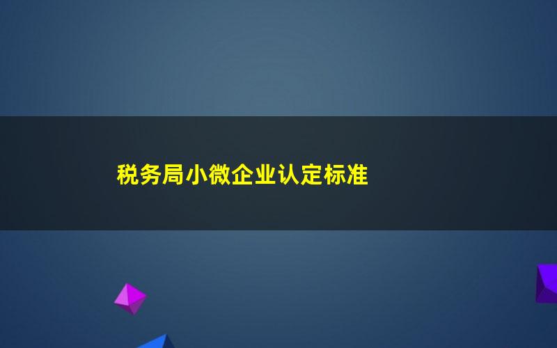 税务局小微企业认定标准