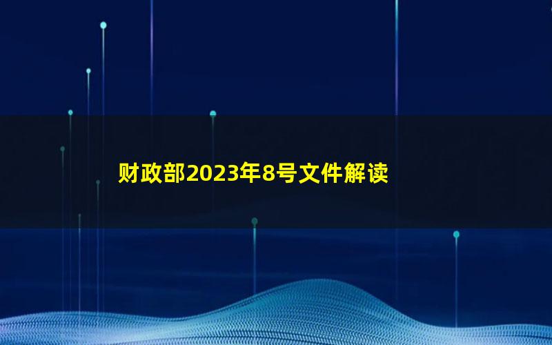 财政部2023年8号文件解读