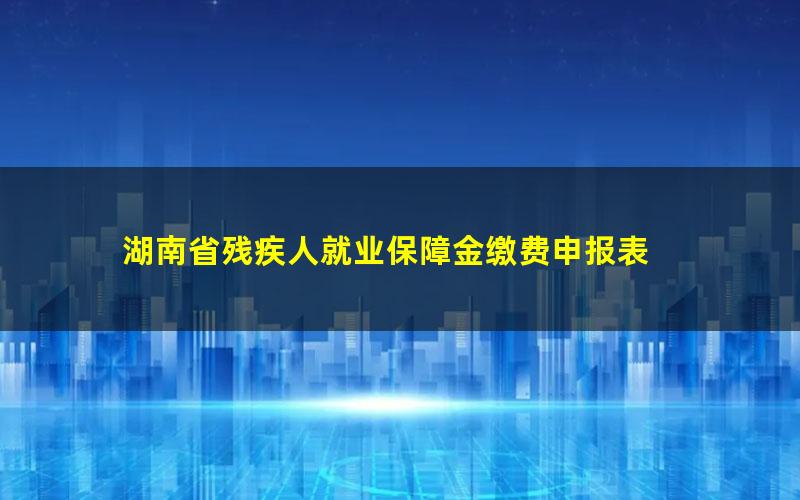 湖南省残疾人就业保障金缴费申报表