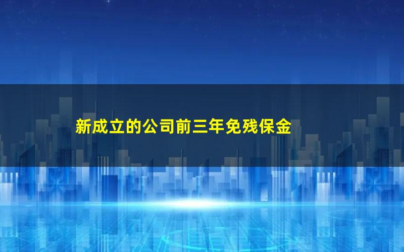 新成立的公司前三年免残保金