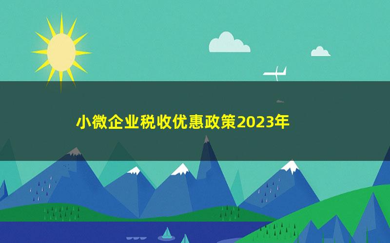 小微企业税收优惠政策2023年