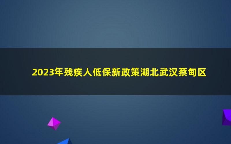 2023年残疾人低保新政策湖北武汉蔡甸区