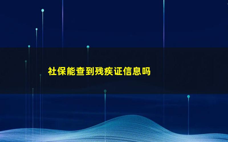 社保能查到残疾证信息吗