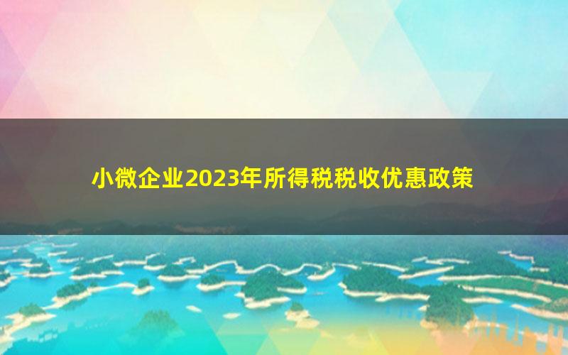 小微企业2023年所得税税收优惠政策