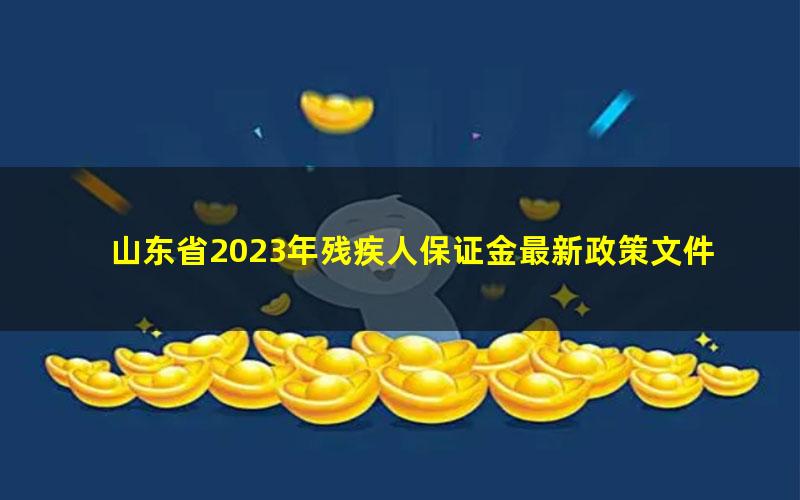 山东省2023年残疾人保证金最新政策文件