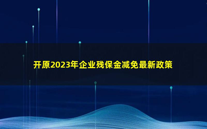 开原2023年企业残保金减免最新政策