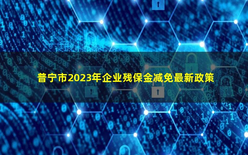 普宁市2023年企业残保金减免最新政策