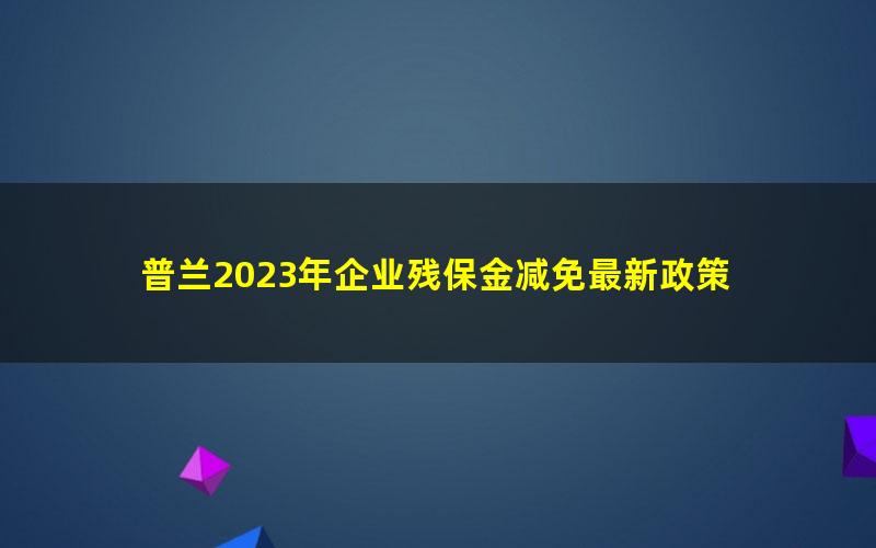 普兰2023年企业残保金减免最新政策