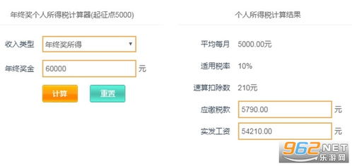 2023年年终奖个人所得税计算器标准版 2023年终奖个人所得税计算器下载 起征点5000 乐游网安卓下载 