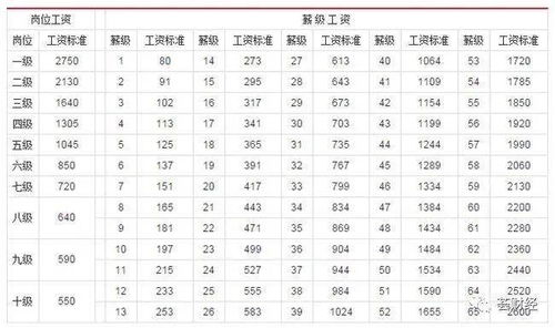 2023年最新事业单位工资对照标准表