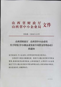 山西省中小微企业发展专项资金管理办法 出台 