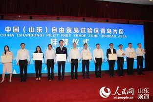 中国 山东 自由贸易试验区青岛片区正式挂牌,首批12家企业领营业执照