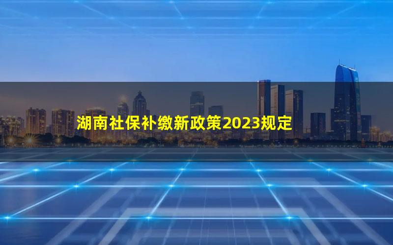 湖南社保补缴新政策2023规定