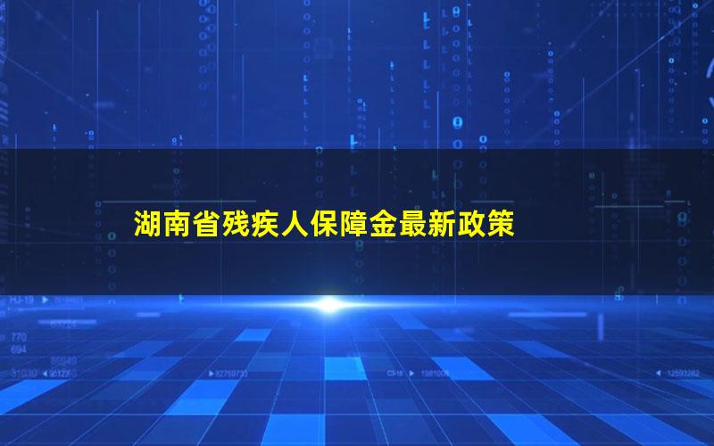 湖南省残疾人保障金最新政策