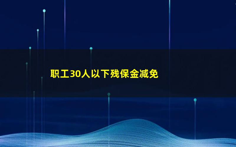 职工30人以下残保金减免